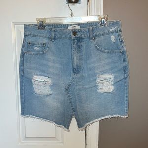 Forever 21 Denim Ripped Skirt